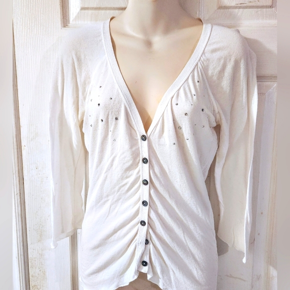 United Colors of Benetton Rhinestone Cardigan Size Medium - Picture 4 of 8